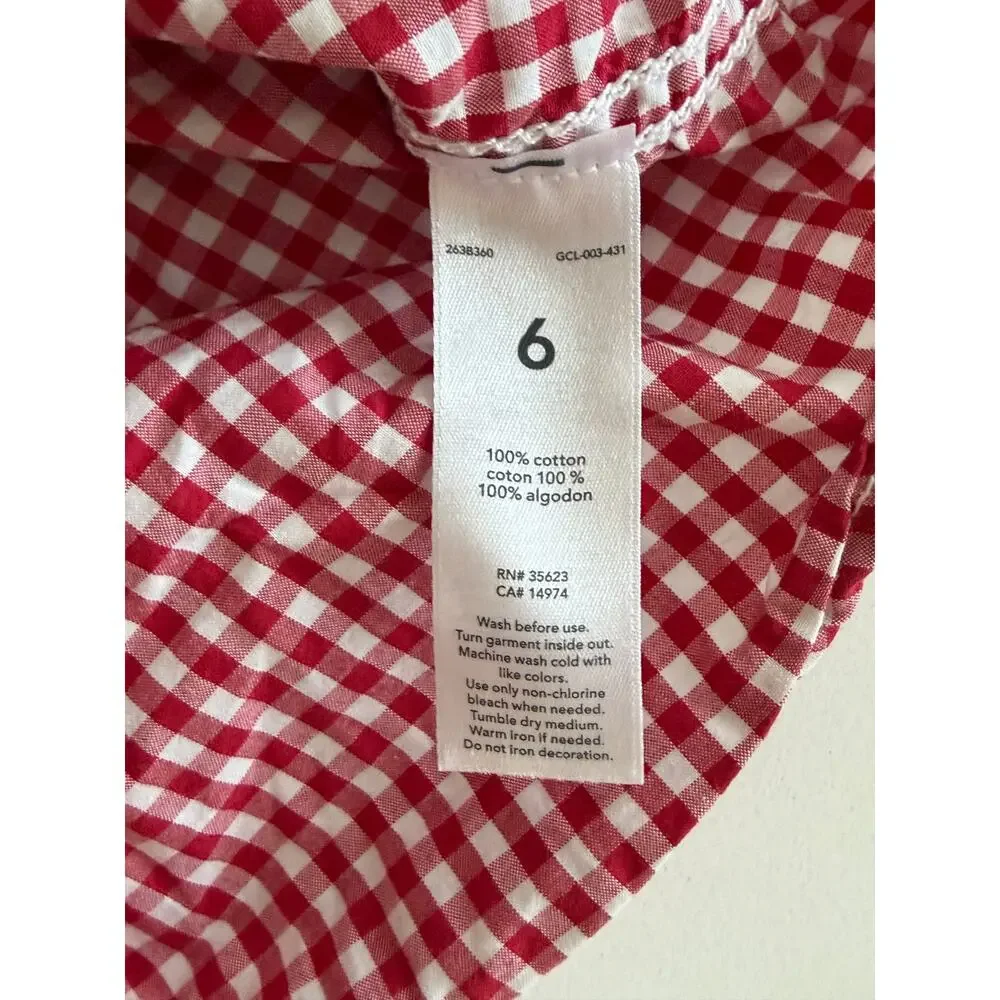 Carter’s Boys Size 6 Red Gingham Check Long Sleeve Button Down Shirt